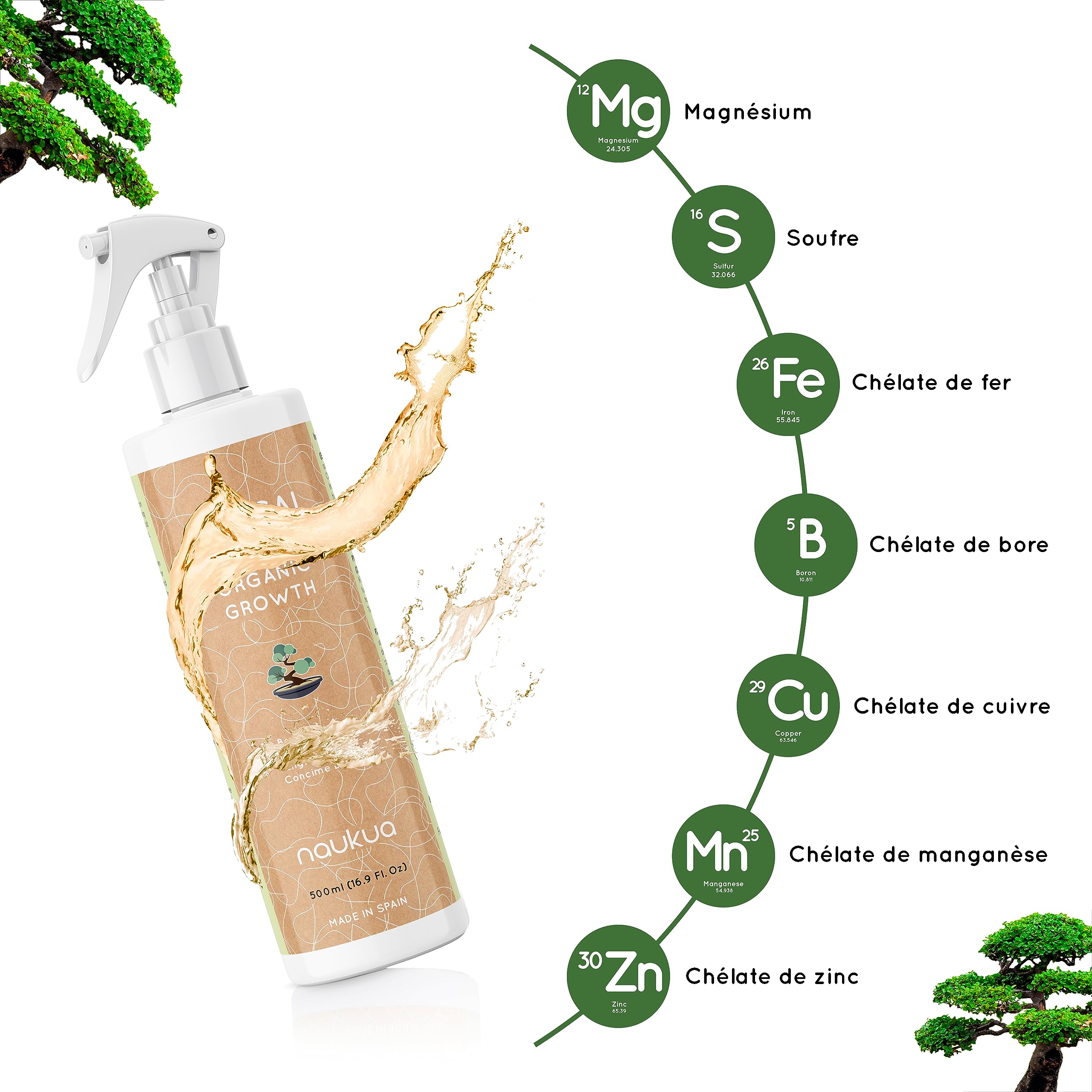 500ml Engrais Liquide Bio pour Bonsaïs - Améliore la Solidité des Bonsaïs et la Fertilité du Sol - 100% Naturel Fabriqué en Espagne - Spray Prêt à l'Emploi