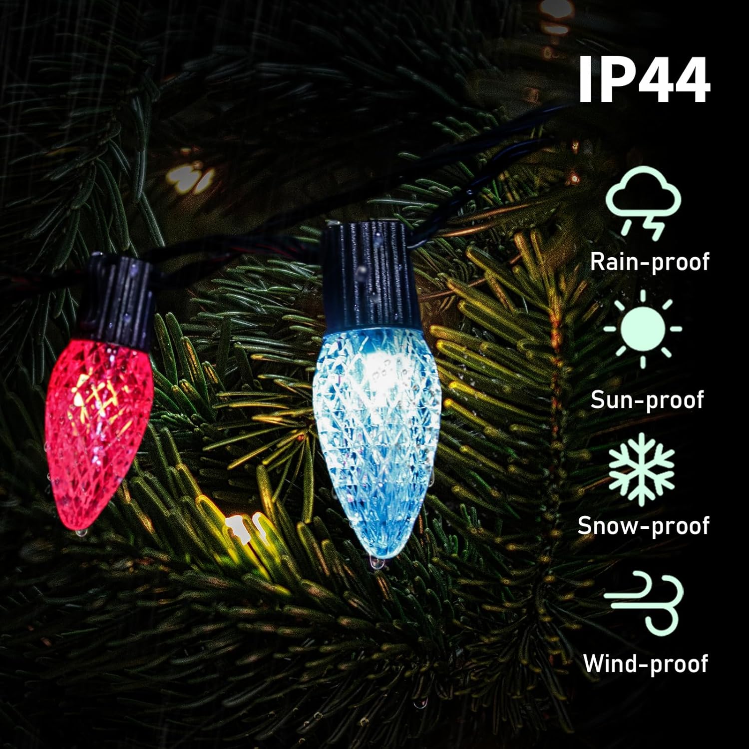 Smart C9 Christmas String Lights Outdoor,200LED 131FT Color Changing Fairy Lights App Control,RGB,Waterproof, Shatterproof Connectable,Twinkle Lights for Tree House Indoor Patio Decor