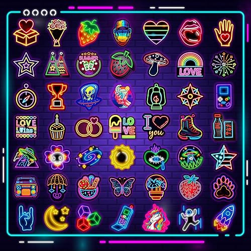 Miniatura 2 de Paquete de 300 calcomanías de neón, calcomanías geniales para adolescentes, adultos, niños, calcomanías impermeables de moda para patineta, botella