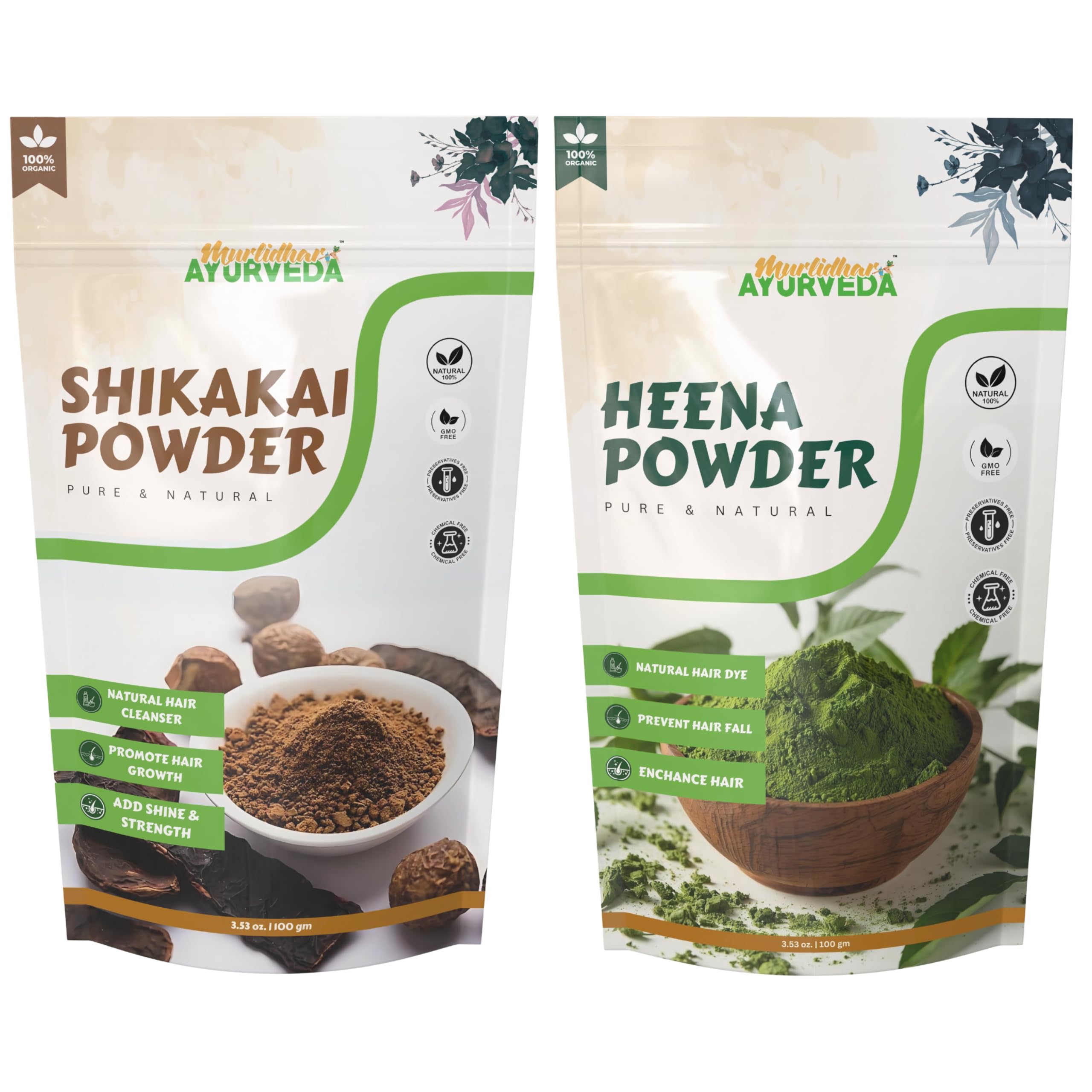 "Murlidhar Ayurveda Shikakai & Henna Hair Care Powder (Combo set 100gm each) Natural Herbal Blend for Hair, Dandruff Control & Silky Smooth Hair Pure Ayurvedic Formula"-image-33