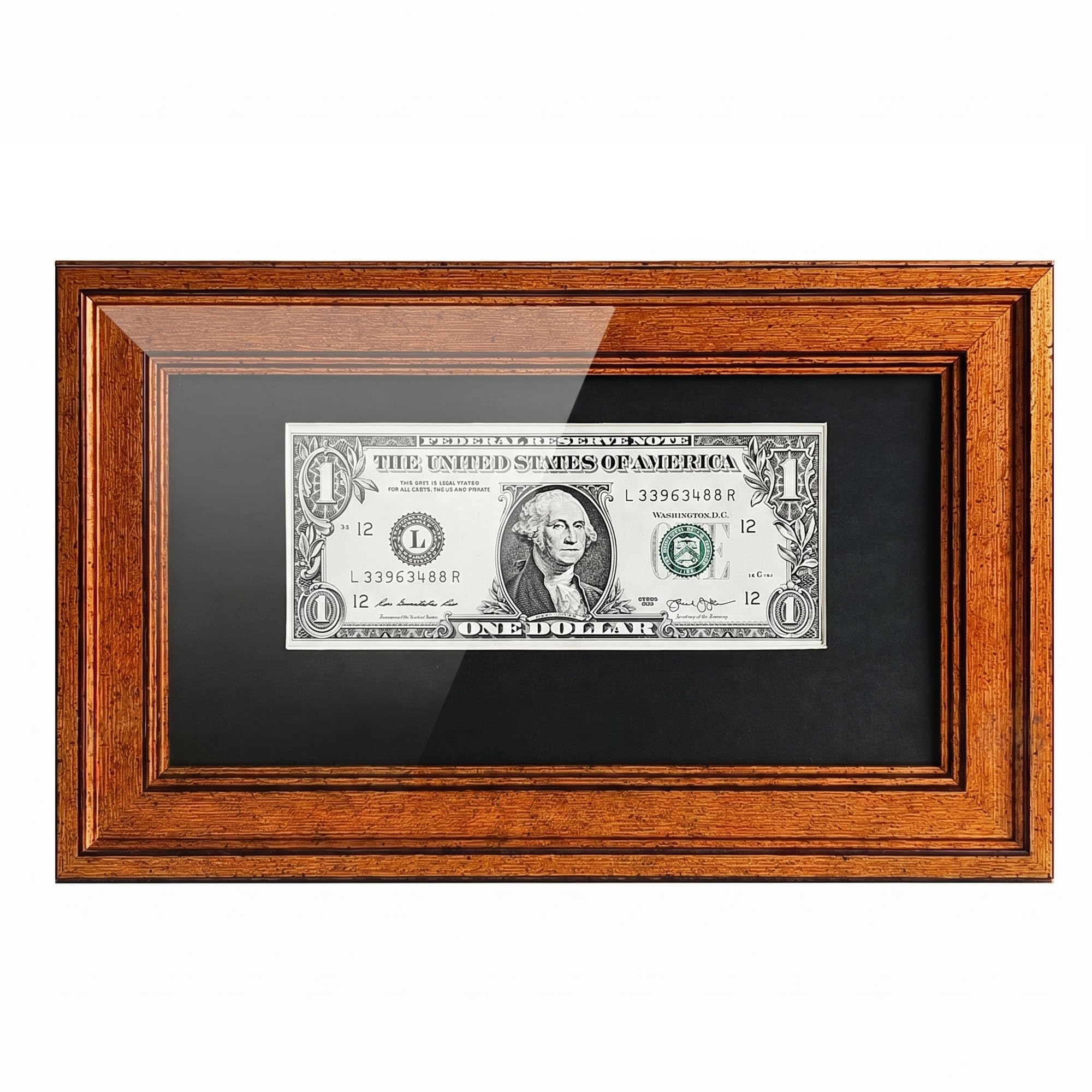 Caja de sombra de billetes de dólar, marco de billetes de dólar o licencia de negocios de 11 x 6 pulgadas, funda retro negra y dorada, marco de certificado de billetes de billete, vidrio protector UV