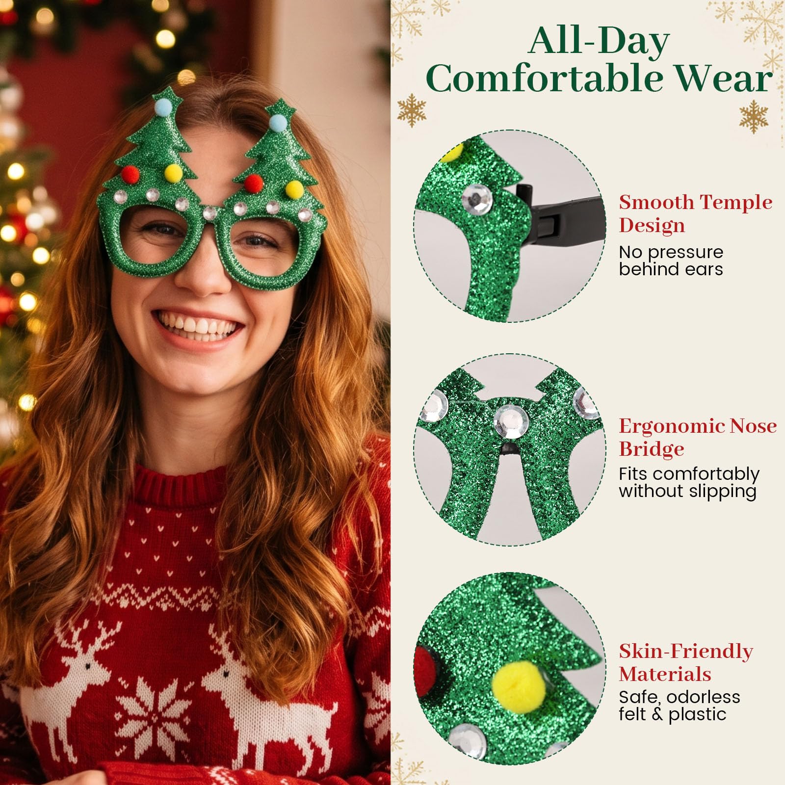 LovesTown 24PCS Christmas Party Glasses, 12 Holiday Novelty Eyeglasses
