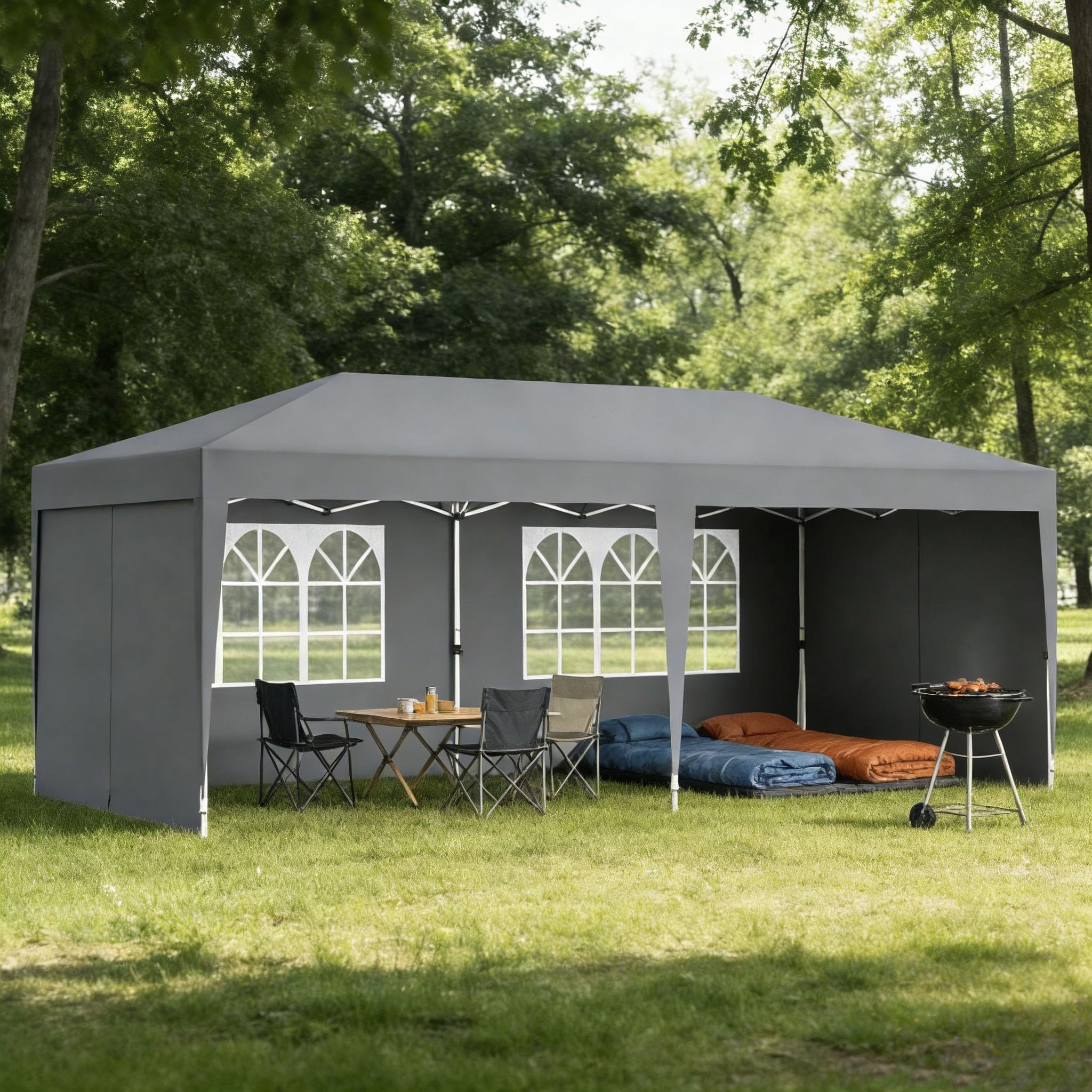Aufun Pavillon Faltbar 3x6m, Partyzelt Faltpavillon Wasserdicht Grau