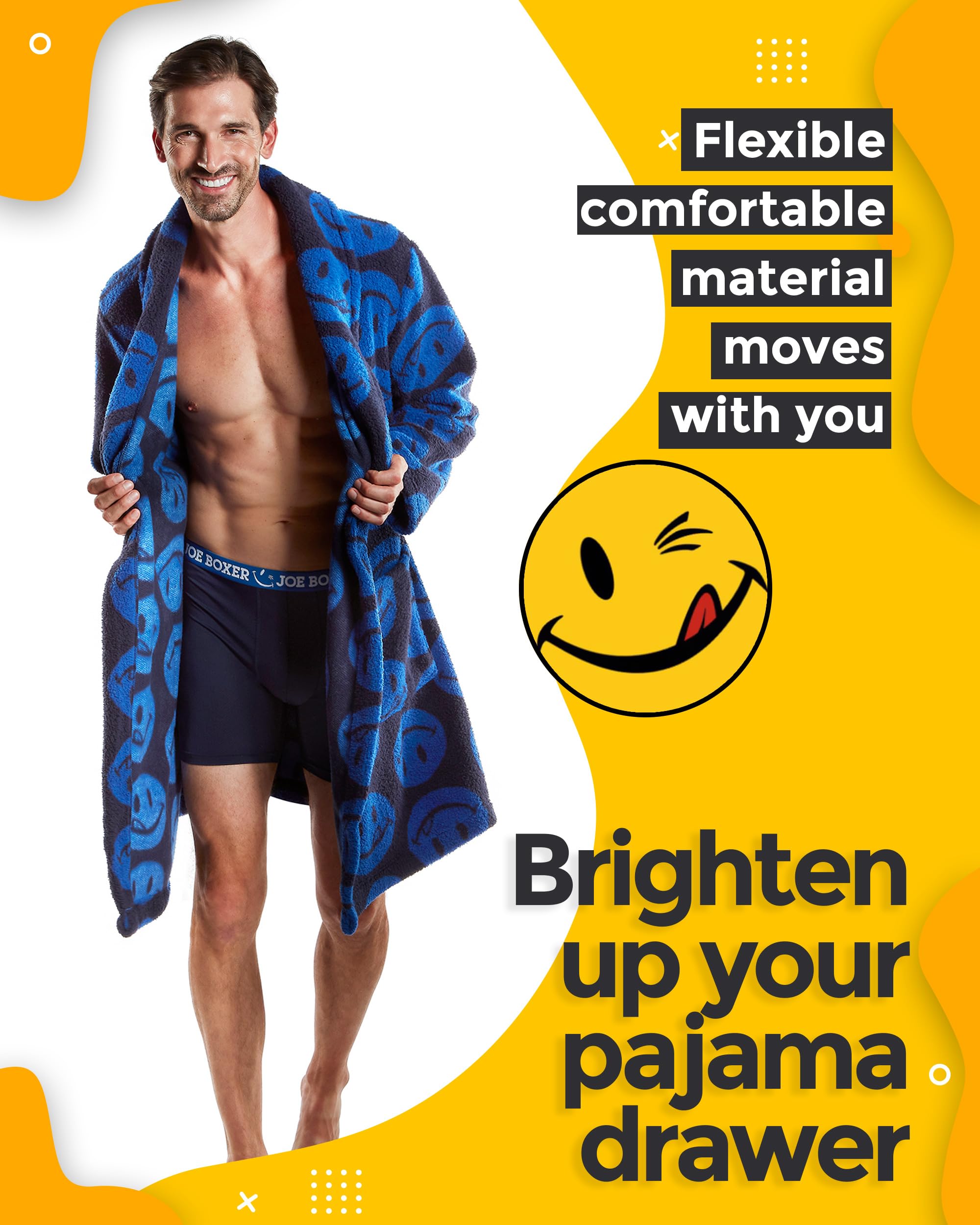 JOE BOXER Warm Sherpa Mens Robe Plush, Soft Sherpa Robe, Cozy Gifts for Men (Deep Blue, One Size)