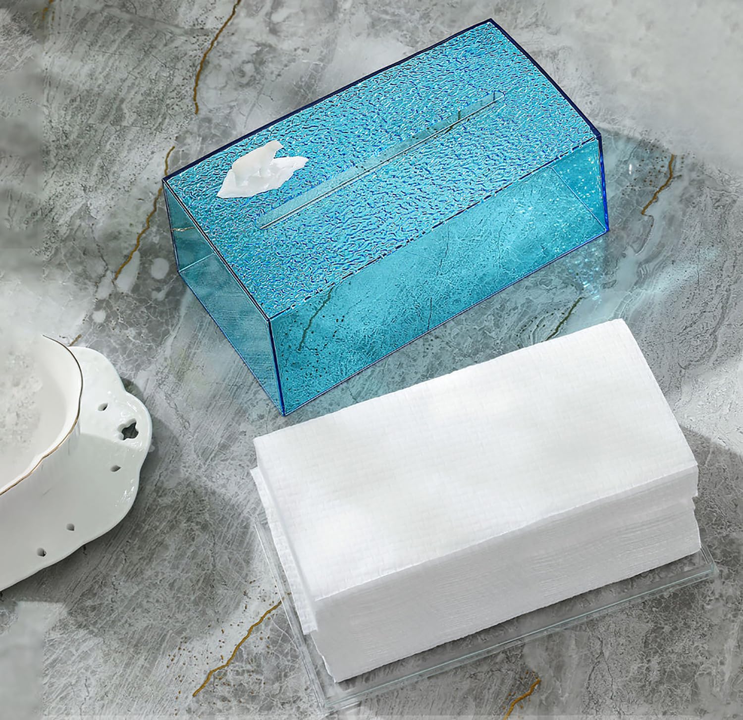 Amazon｜Moorfowl ブルークリアティッシュボックスカバー 長方形