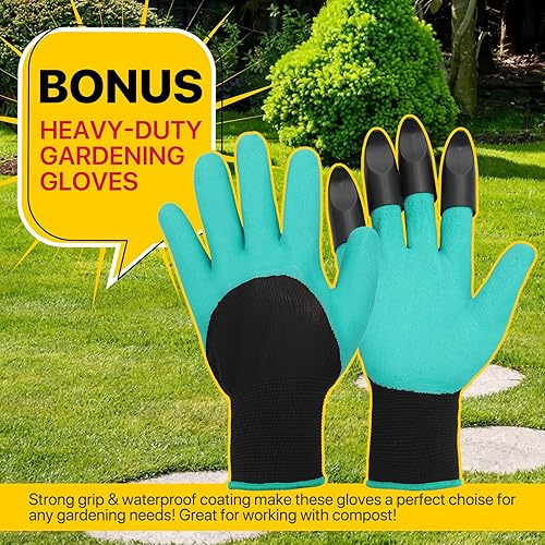 Miniatura 9 de MoNiBloom Vaso de compostaje de 43 galones, para exteriores, sin BPA, gran cámara doble, para todas las estaciones, de trabajo rápido, compostador