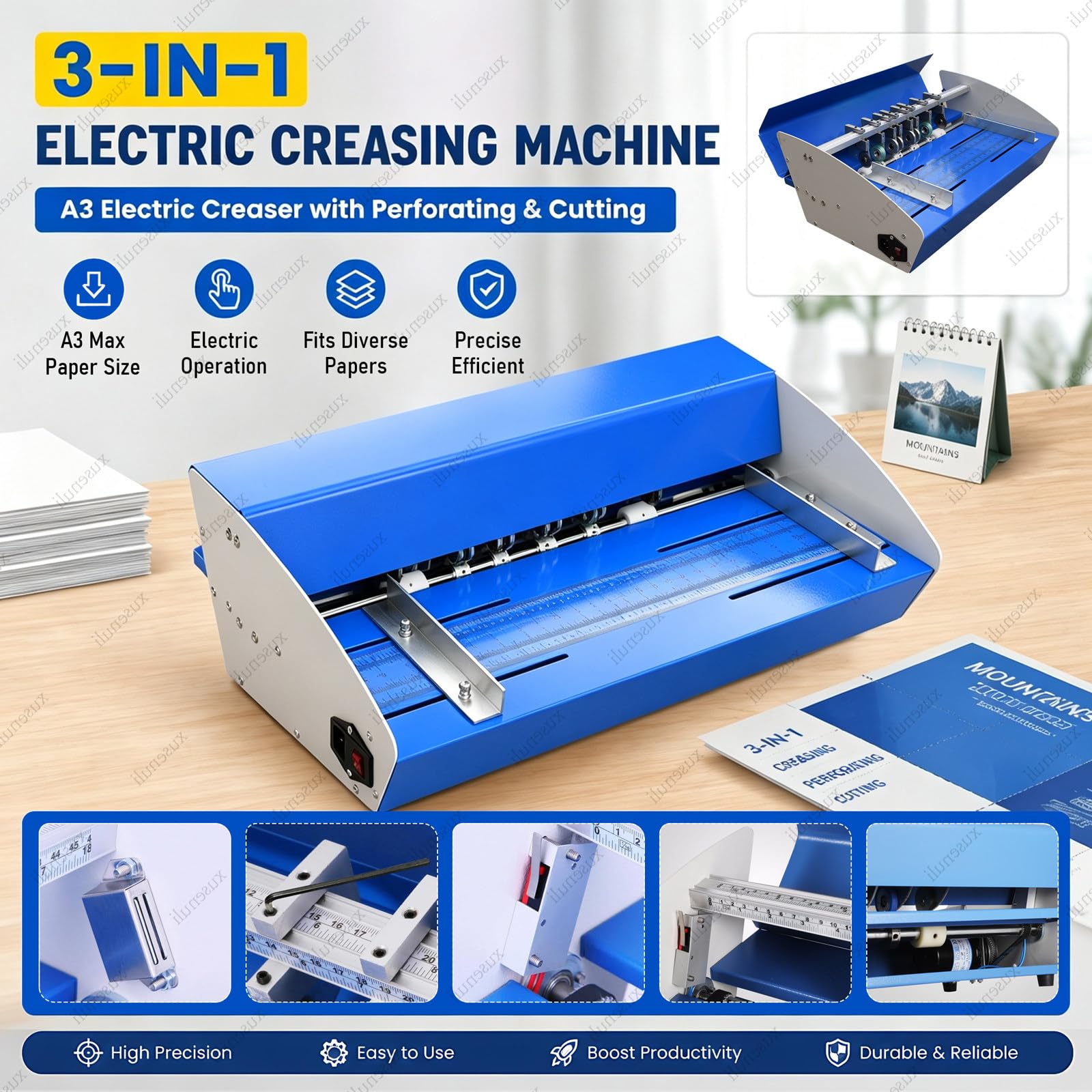 Hendidora de Papel 3 en 1, 4 Líneas, con Profundidad Ajustable