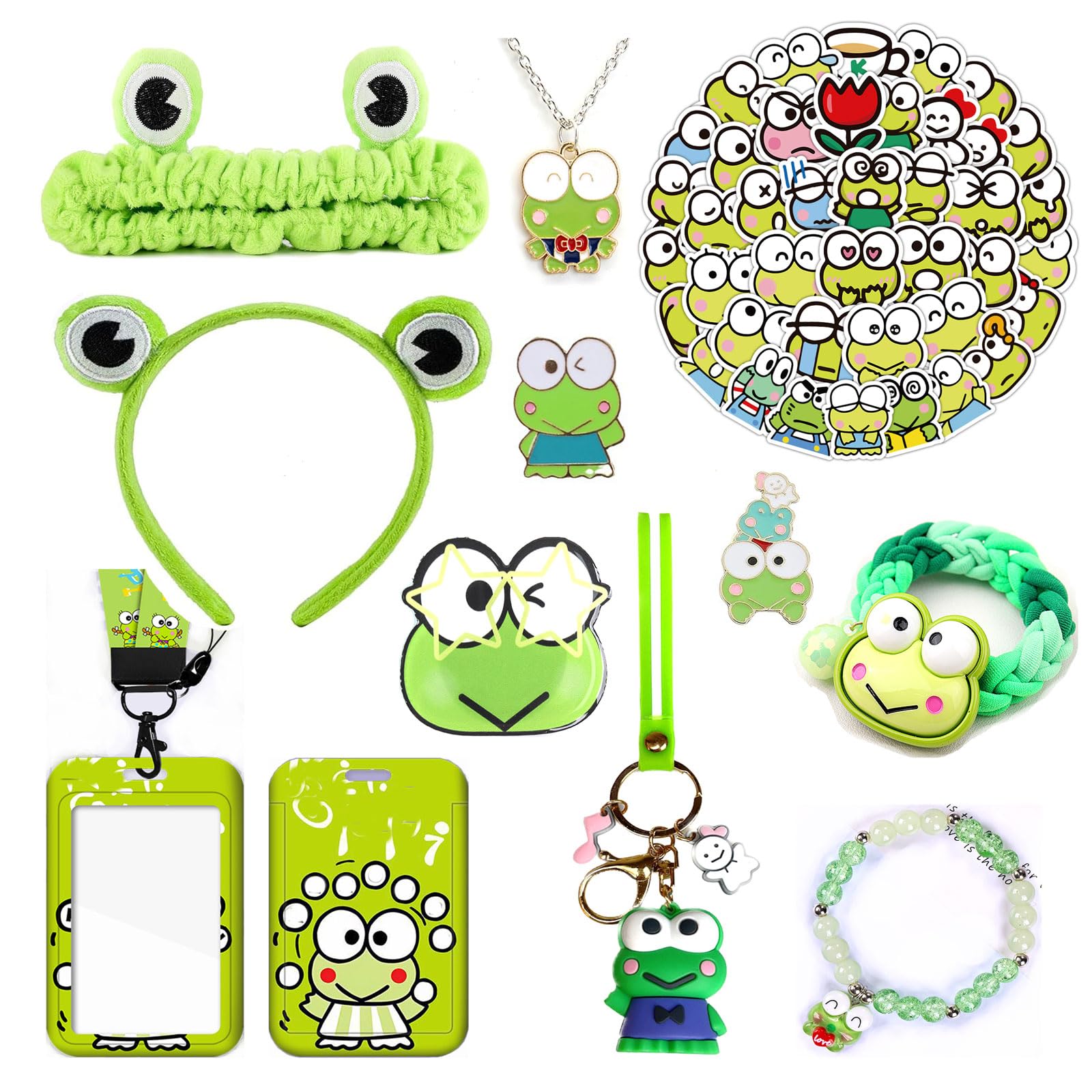 Sponsored Ad - Kawaii Gift Set Cute Accessories Frog Gift Set Including Badge Holder with Lanyard Hairpin Headbands Button Pins Necklaces Bracelets Phone Ring Holder Keychain Stickers…