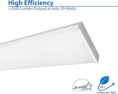 Miniatura 5 de NICOR Iluminación LED envolvente regulable de 4 pies con lente acrílica prismática en 4000K (ACW-20-4S-UNV-40K)