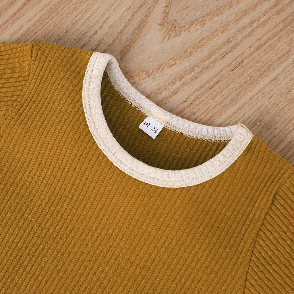 Unisex Toddler Baby Boy Girl Summer Clothes Short Sleeve T-Shirt Tops+Short Pants Ribbed Two Piece Solid Outfit Set - Image 3