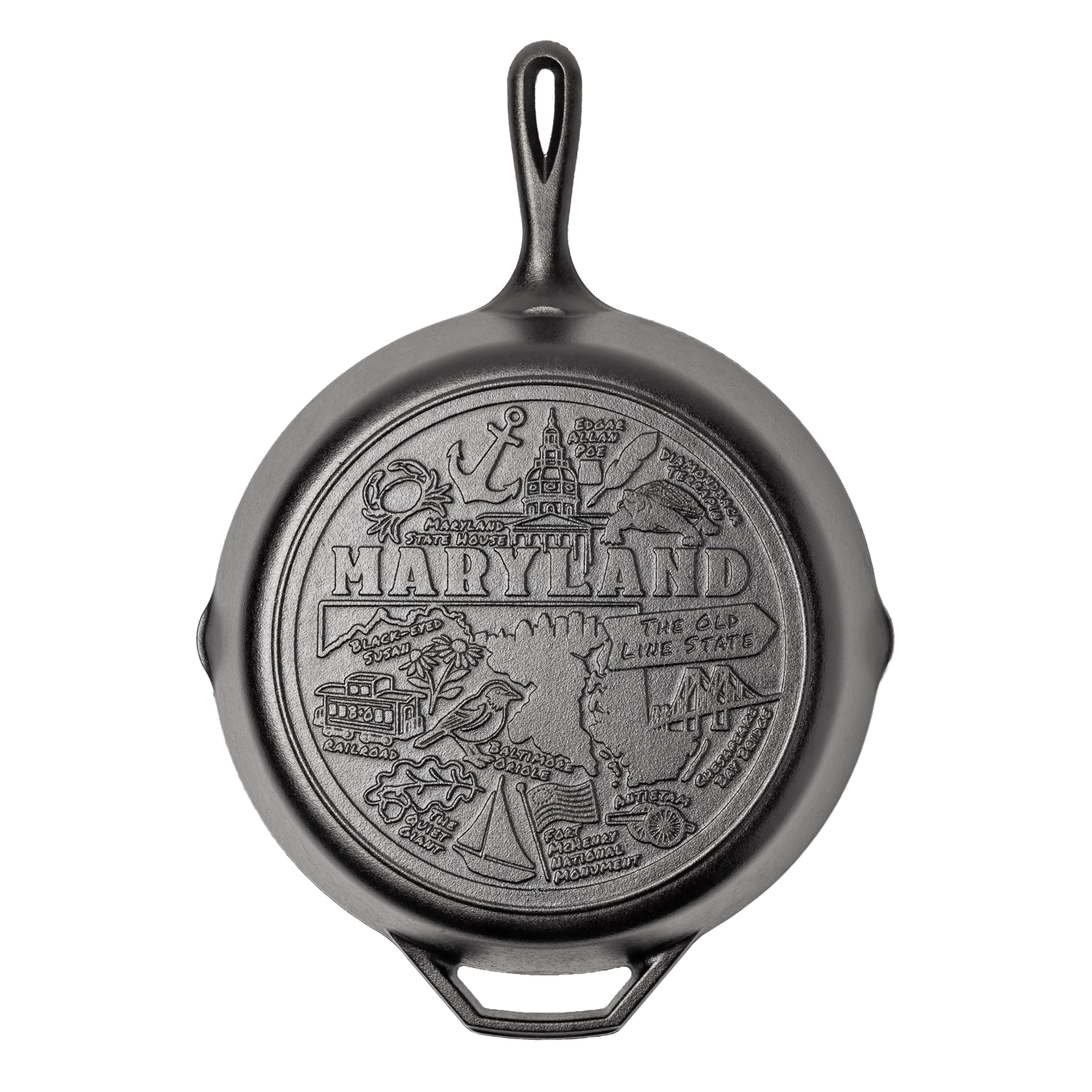 Lodge 12 Inch Cast Iron Skillet – Pre-Seasoned Frying Pan with Teardrop Handle – Oven, Stovetop, Grill & Campfire Use – Made in USA – Non-Toxic, Even-Heating Cookware – Maryland