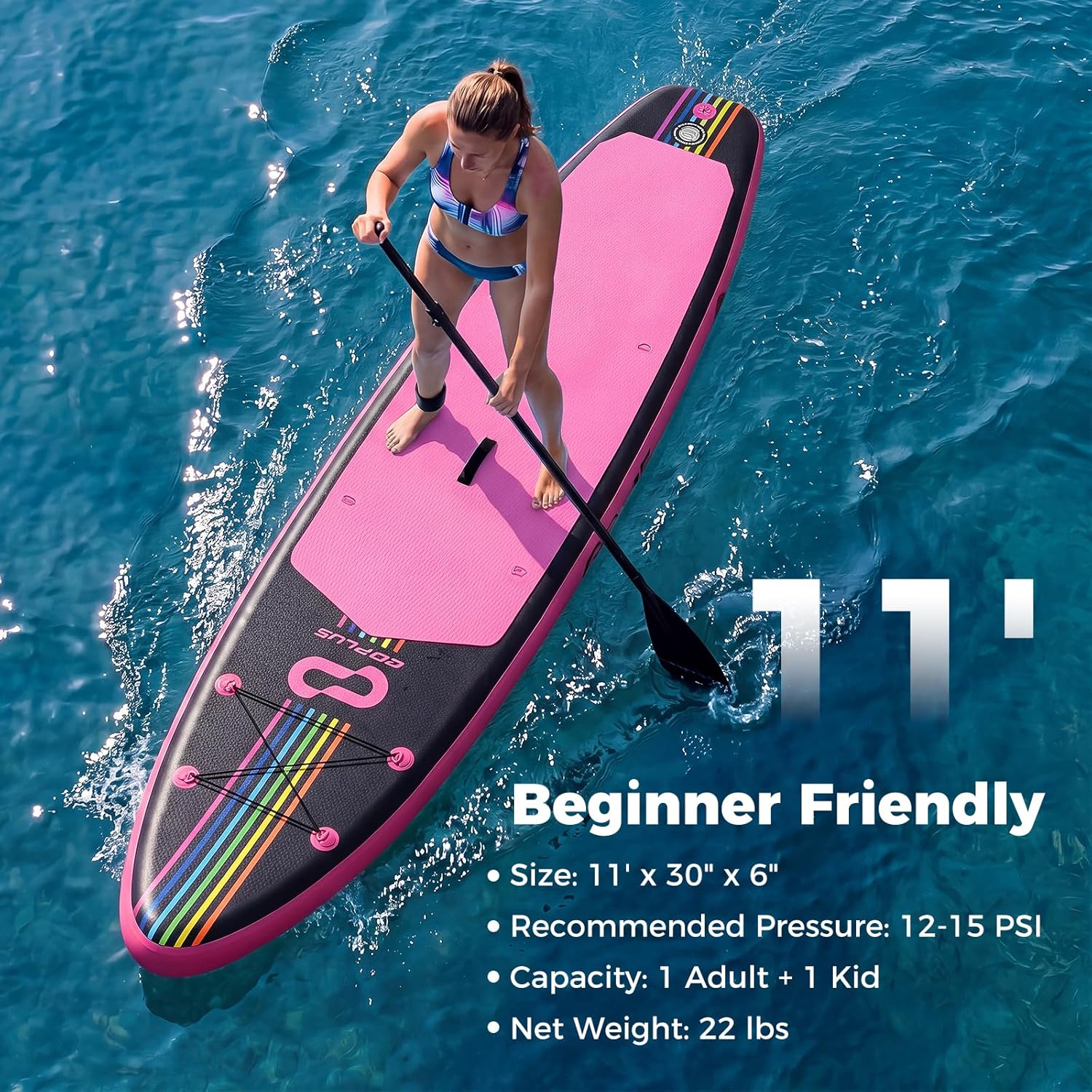 Goplus Inflatable Stand Up Paddle Board, 10FT/10.5FT/11FT SUP with Accessory Pack, Adjustable Paddle, Carry Bag, Fin, Hand Pump, Leash, Repair Kit
