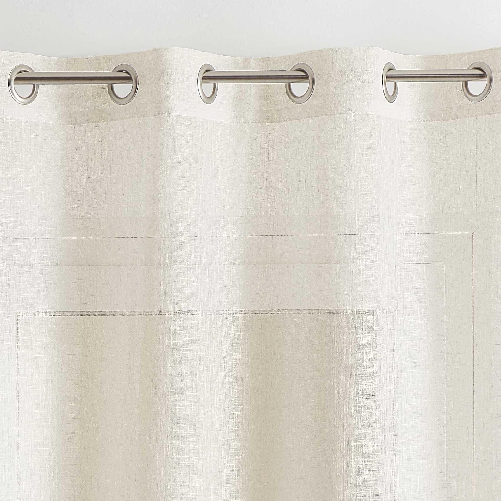 Rideau Voilage 100% Lin Fluide - Transparent et Léger - Tamisant pour Fenêtres de Salon, Chambre, Cuisine - Prêt à Poser avec Ourlets - 140 x 260 cm - Écru