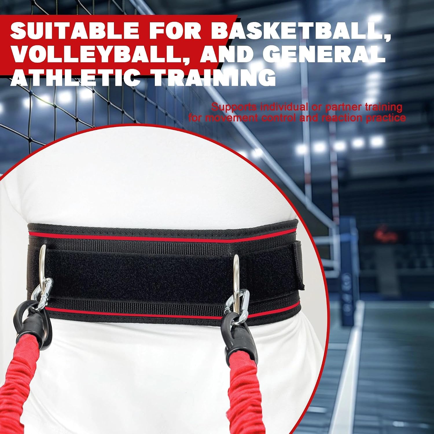 Zone Defense Resistance Band Kit, Basketball & Volleyball Agility Training Belt – Resistance Band Speed & Coordination Trainer with Adjustable Waist Strap, General-Purpose Sports Training Kit