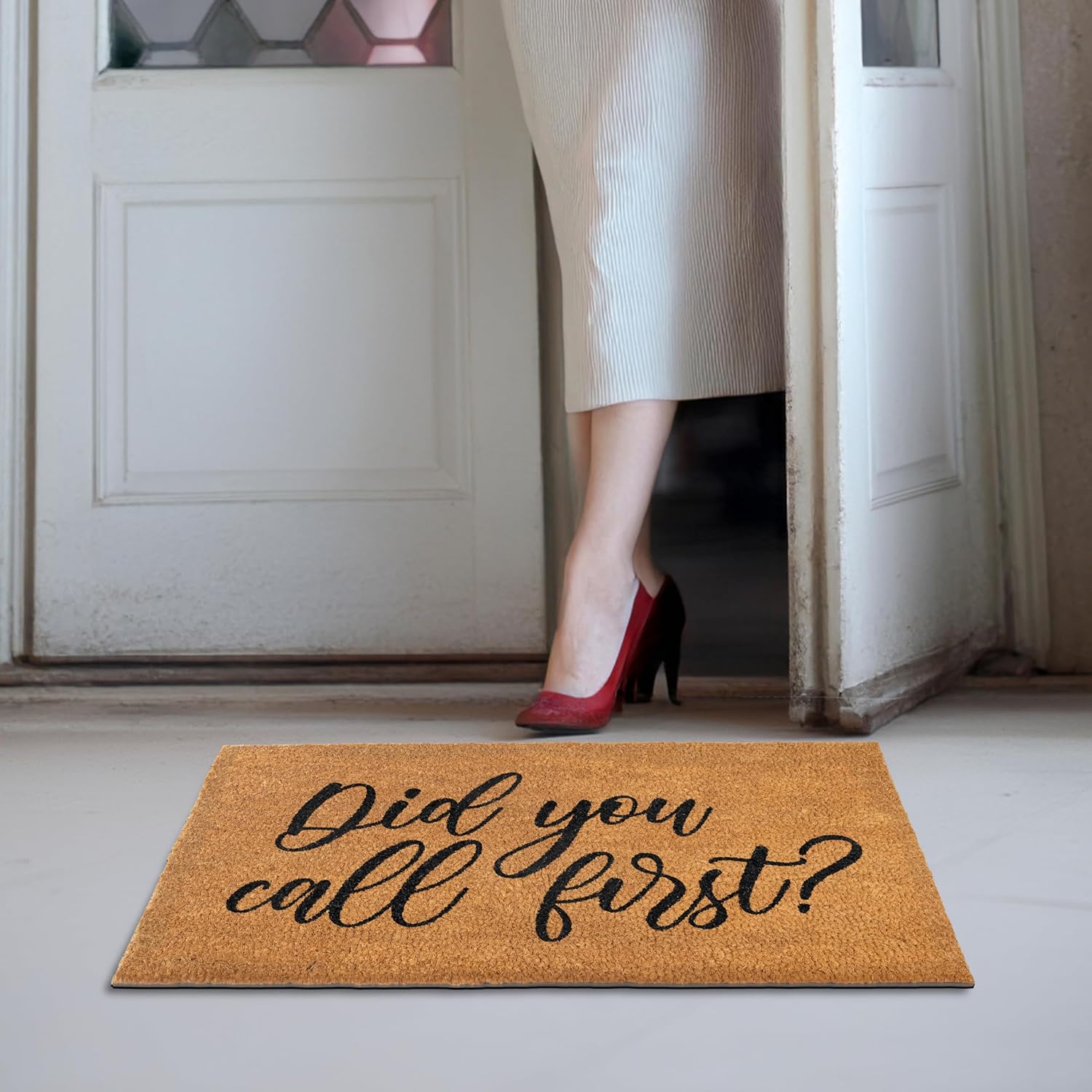Did You Call First 30x17 Inch Funny Doormat for Covered Area, Funny Door Mat for Outside Entry, Welcome Mat Entrance