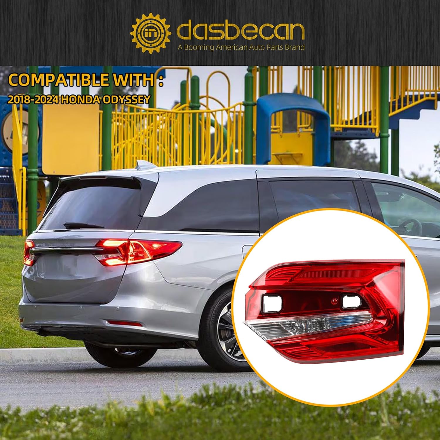 Dasbecan LED Inner Tail Light Assembly Compatible With 2018-2024 Honda Odyssey Taillight Rear Lamp Right Passenger Side Replace# 34150-THR-A01 HO2803117