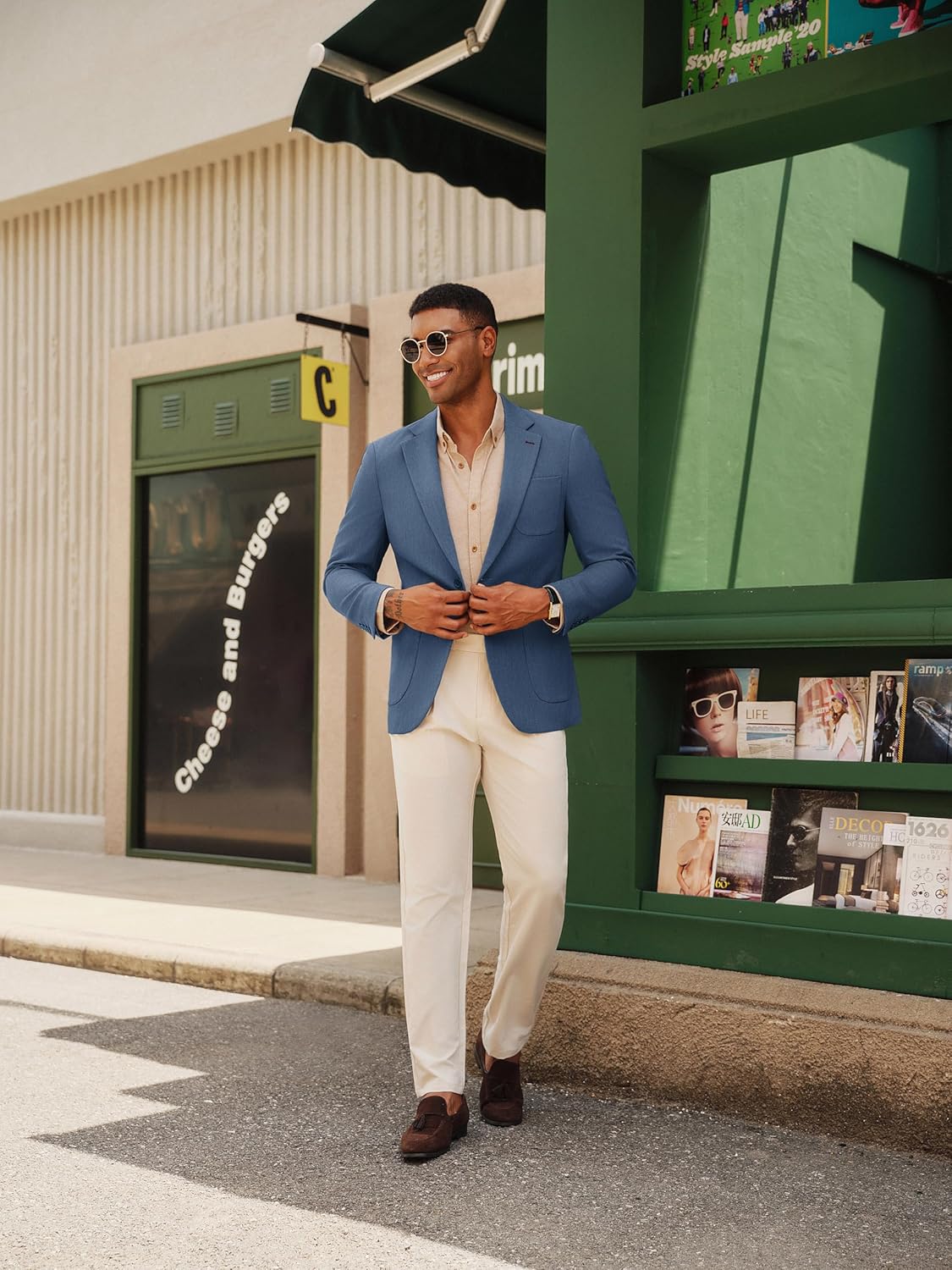 PJ PAUL JONES Mens Blazer Casual Two Button Sport Coats Notched Lapel Solid Suit Jackets - Image 3