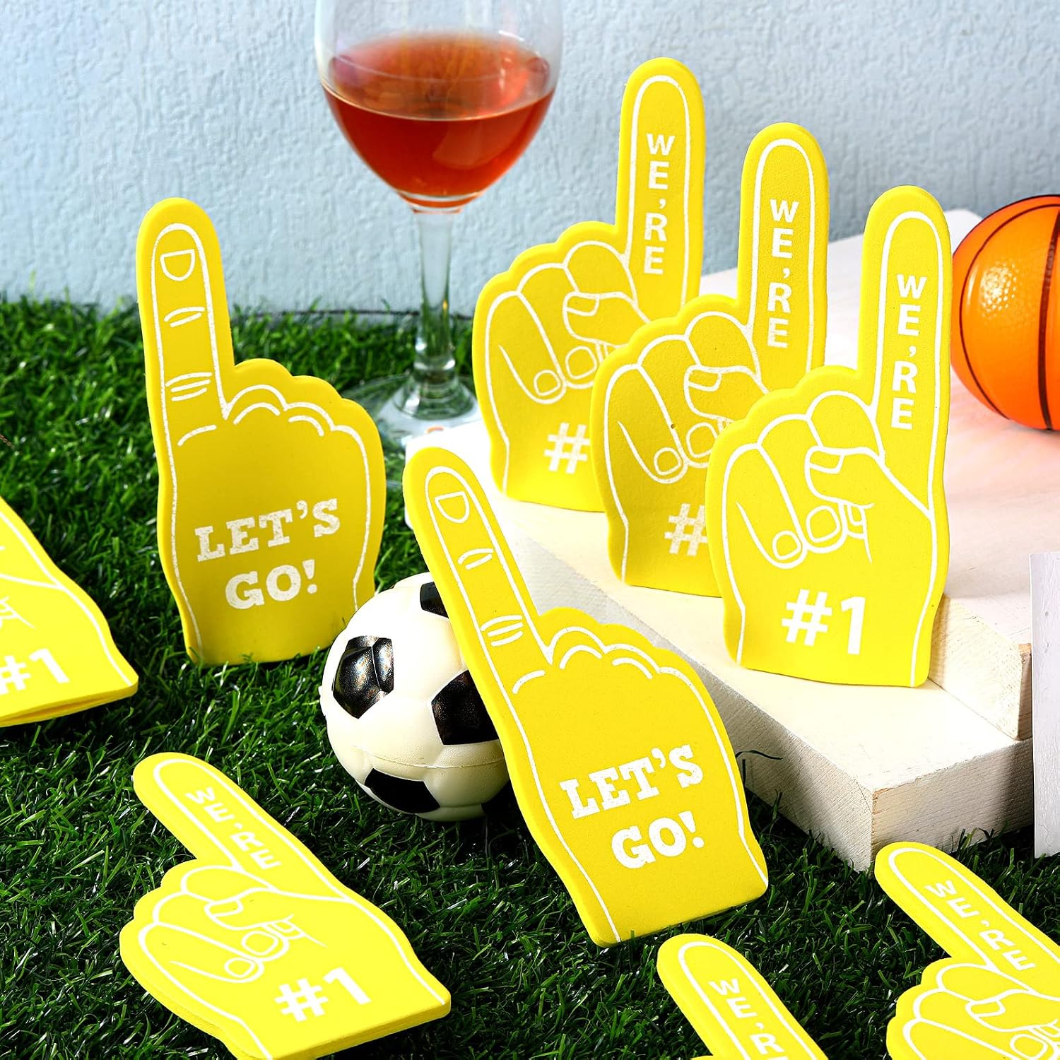 Sinmoe 48 Pcs Mini Foam Fingers, We're #1 Sports Party Supplies, Yellow image 4
