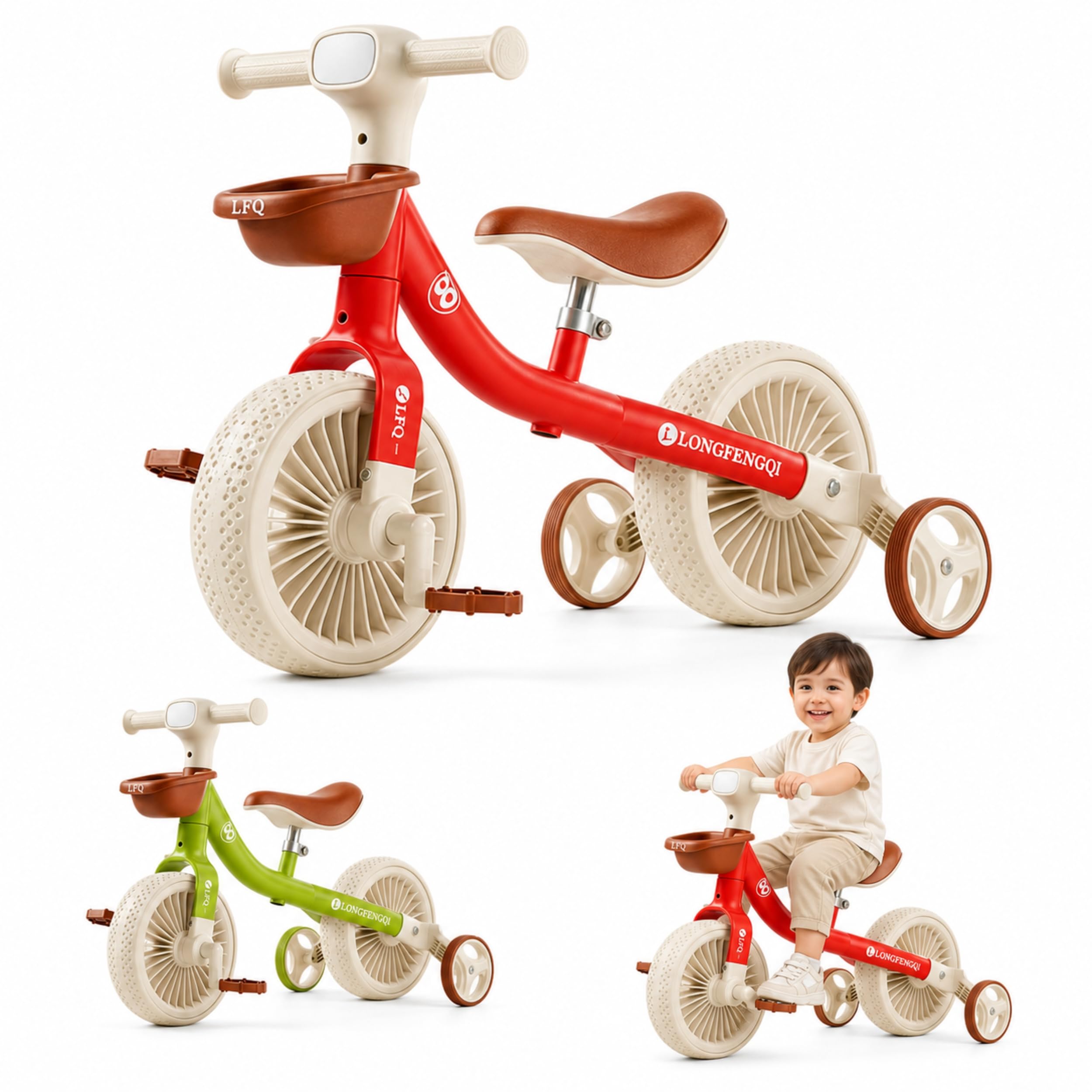 SGM Toddler Tricycle for 2-5 Year Olds, Kids Trike with Storage Basket, 3 Wheel Pedal Bike for Boys Girls, Lightweight First Ride-On Toy, Birthday Gift Trikes for Toddlers (Red)