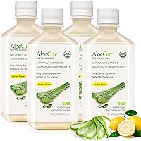 Vista 1 de AloeCure USDA - Jugo orgánico de aloe vera sabor a limón, fabricado dentro de las 12 horas de cosecha, suplemento digestivo natural para una acidez