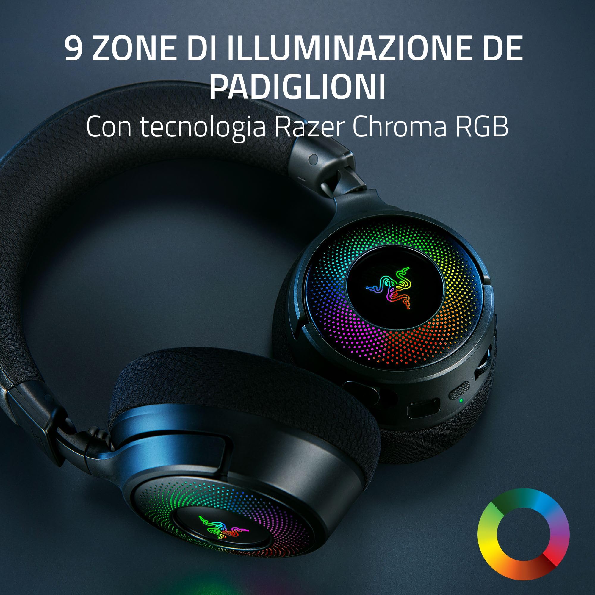 Razer Kraken V4 Cuffia da gioco wireless 40mm THX Spatial Audio RGB Nero