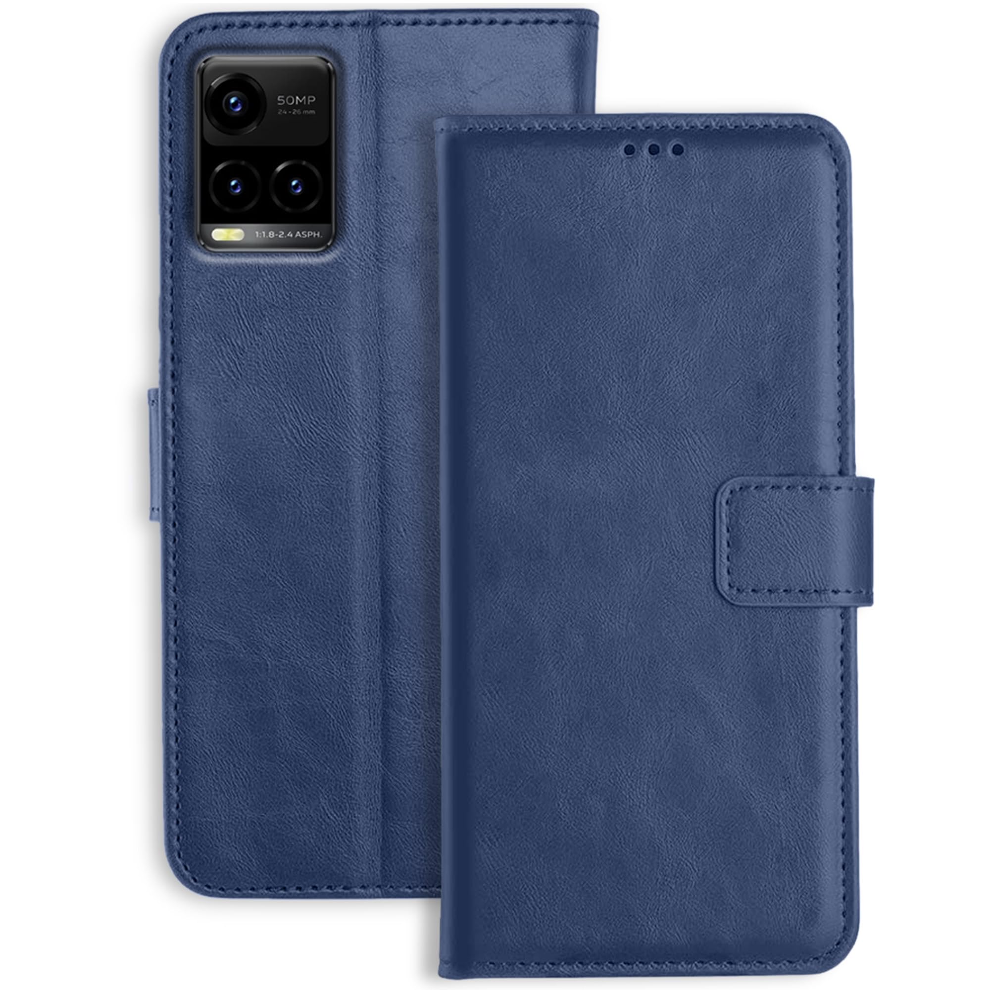 Profov Vivo Y33T Flip Cover | Leather Finish | Inside Pockets & Stand | Shockproof Wallet Style Magnetic Closure Back Cover Case for Vivo Y33T (Blue) (B09TRHK4R1) Amazon Price History, Amazon Price Tracker