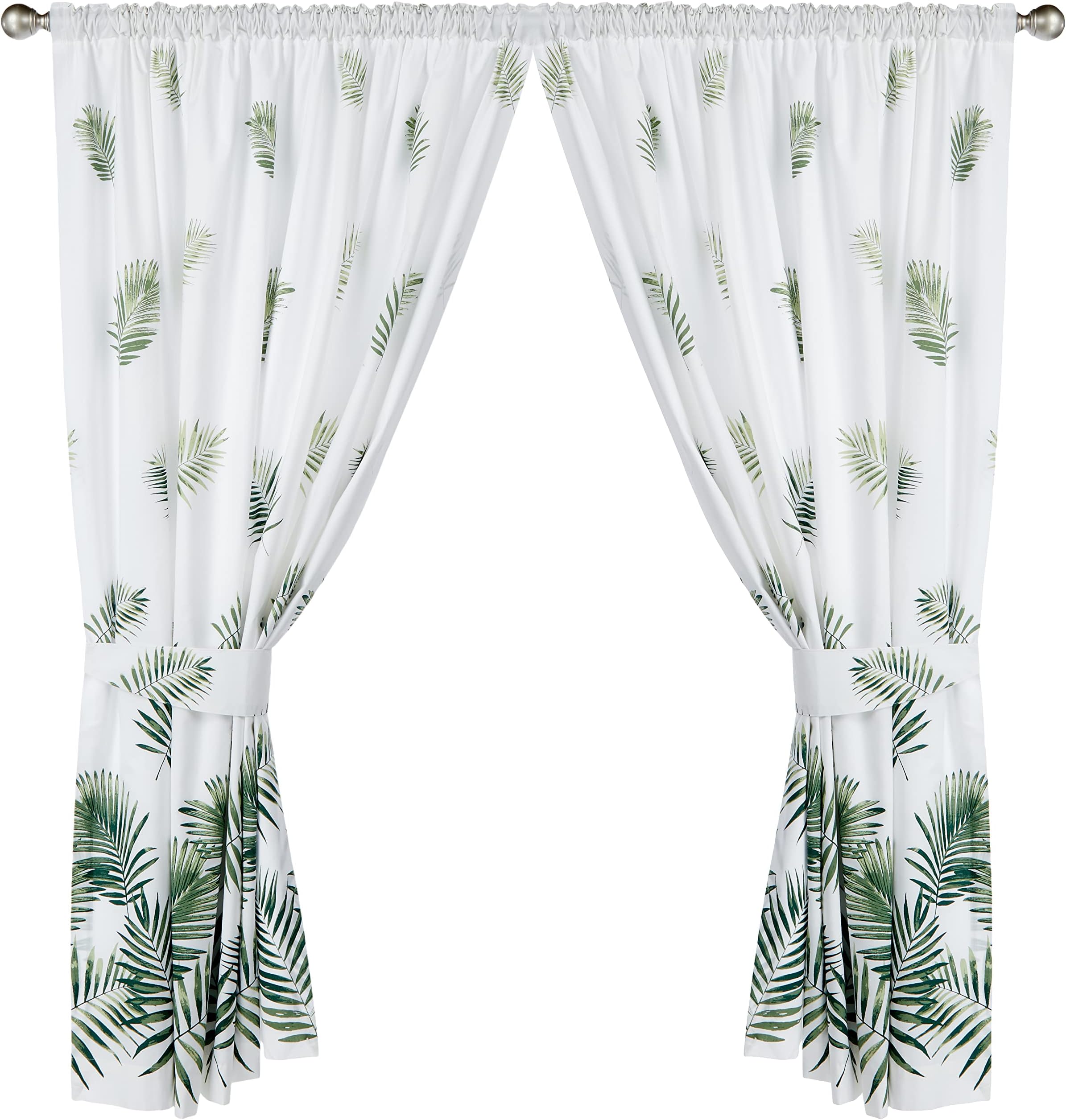 Charlotte Thomas, Fern, Pair of Pencil Pleat Lined Curtains, with Tie Backs Green, 168 x 183 cm