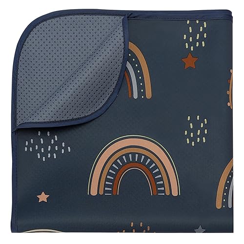 Miniatura 8 de Blissful Diary Tapete para salpicaduras de bebé para debajo de la silla alta, 50.4 x 50.4 pulgadas, tapete lavable, protector de suelo Retro