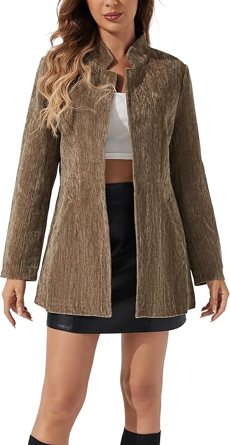 Women's Casual Blazer Open Front Long Sleeve Suit Jacket