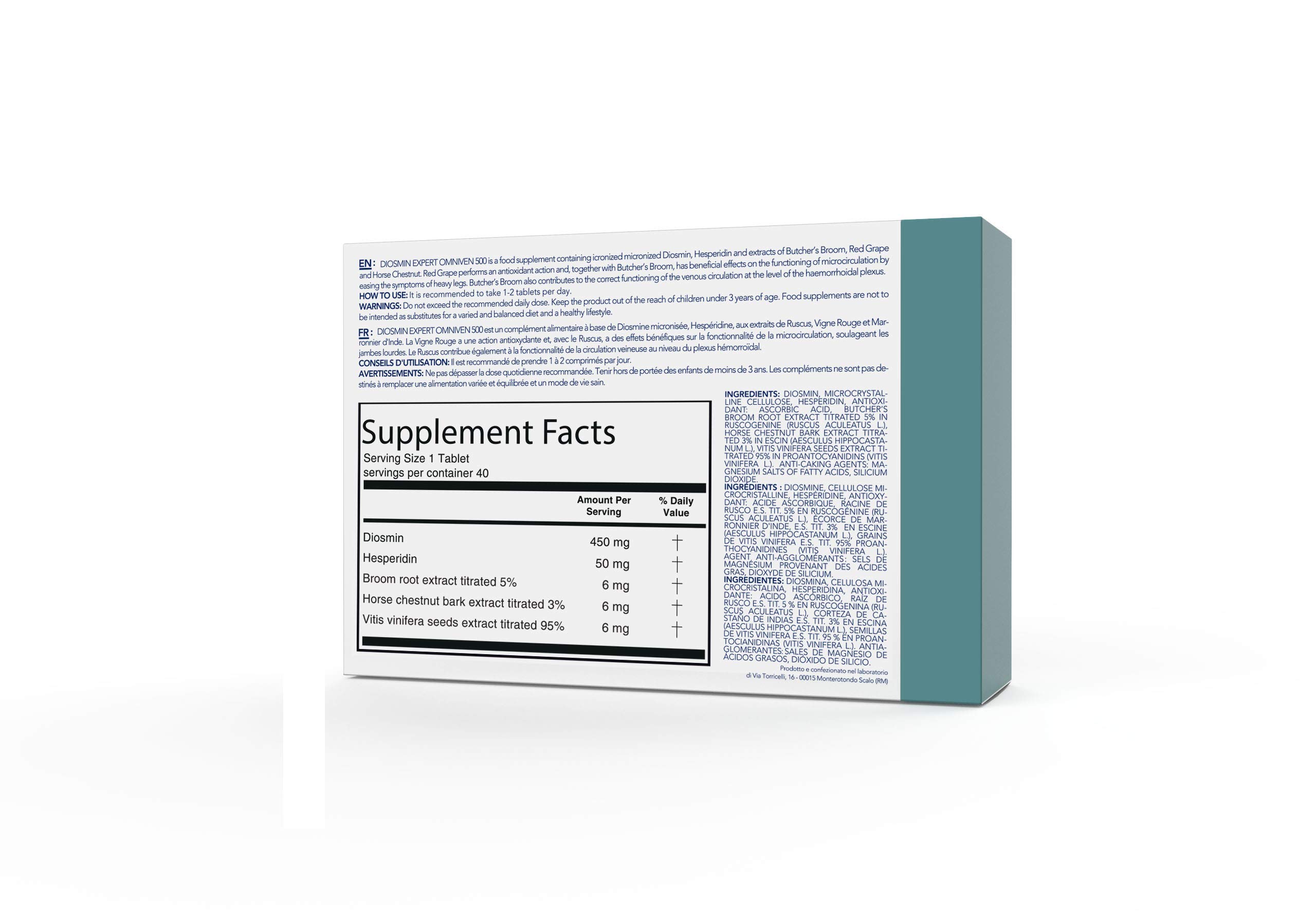 Hemorrhoid and Leg Vein Supplement Omniven 500 40 Tablets with