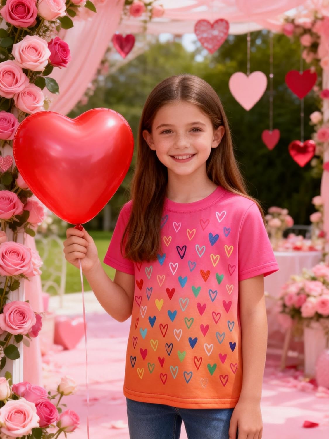 Girls Shirts Short Sleeve Tie Dye Cute Print Shirt Crewneck Casual Tees T Shirts for Kids 4-12 Years - Image 3