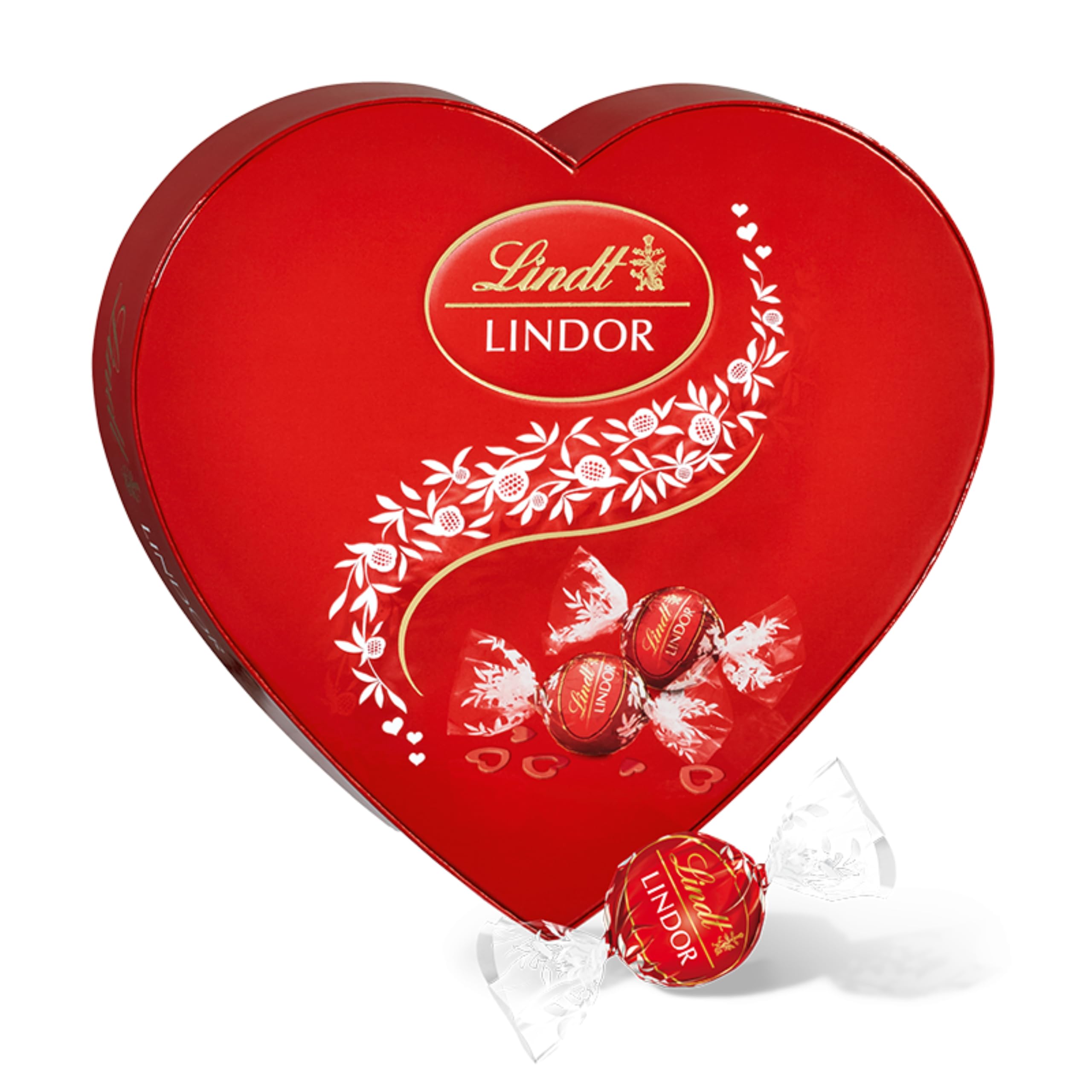 Lindt LINDOR Bombón Corazón Chocolate con Leche San Valentín, caja con aprox 16 bombones con forma de corazón para regalar, chocolate cremoso, bombones para regalar, 16 bombones, 200g