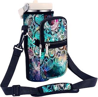Water Bottle Carrier Bag for Stanley IceFlow Flip Straw Tumbler 20/30oz Stanley IceFlow Mug Carrying Holder Neoprene Sleeve Stanley Cup Accessories Pouch Crossbody Sling for Travel Fitness