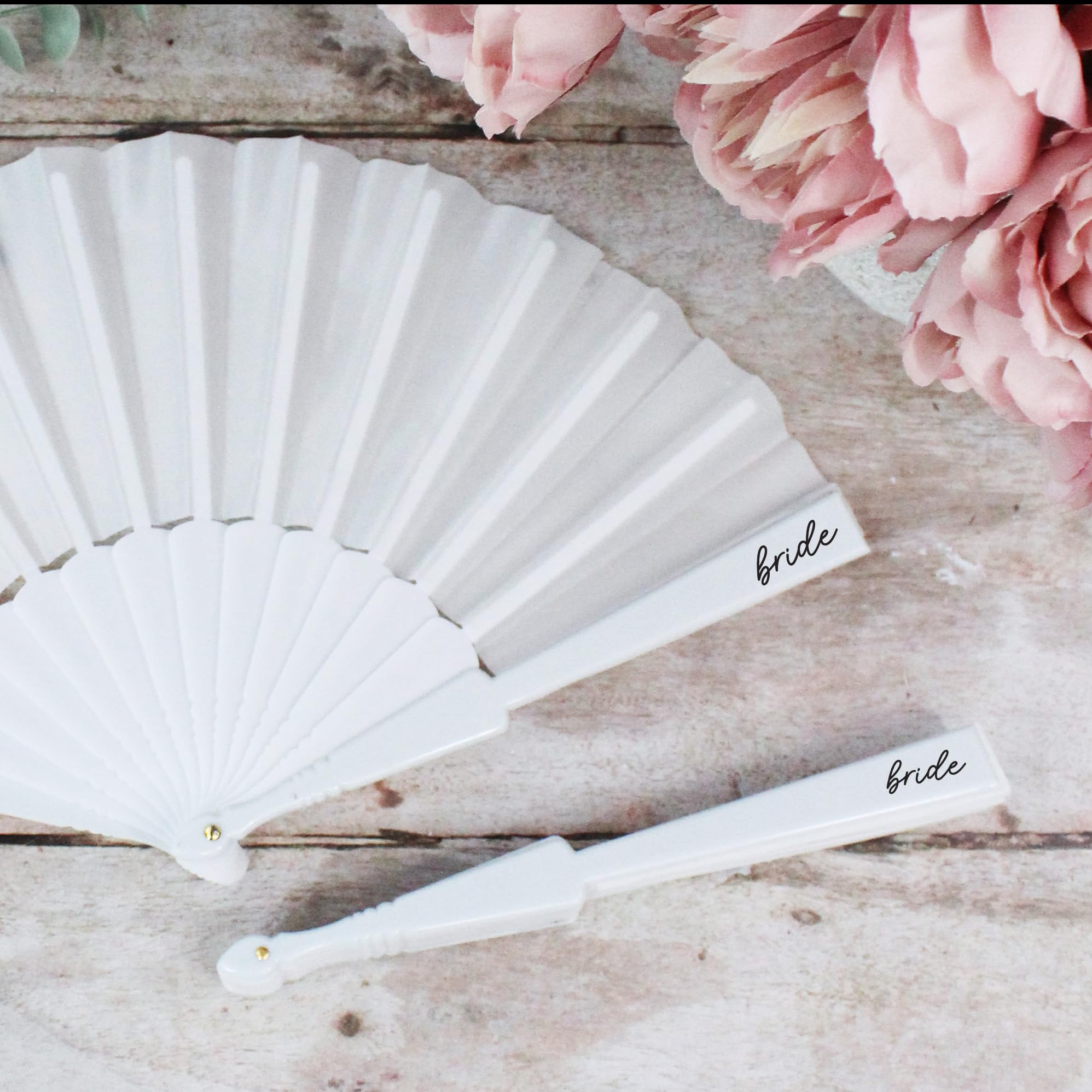 eBuyGB White Bride Hand Fan, Hen Party Favours, Bridesmaid Gifts, Destination Hen Do, Hen Party Accessories, Bag Filler