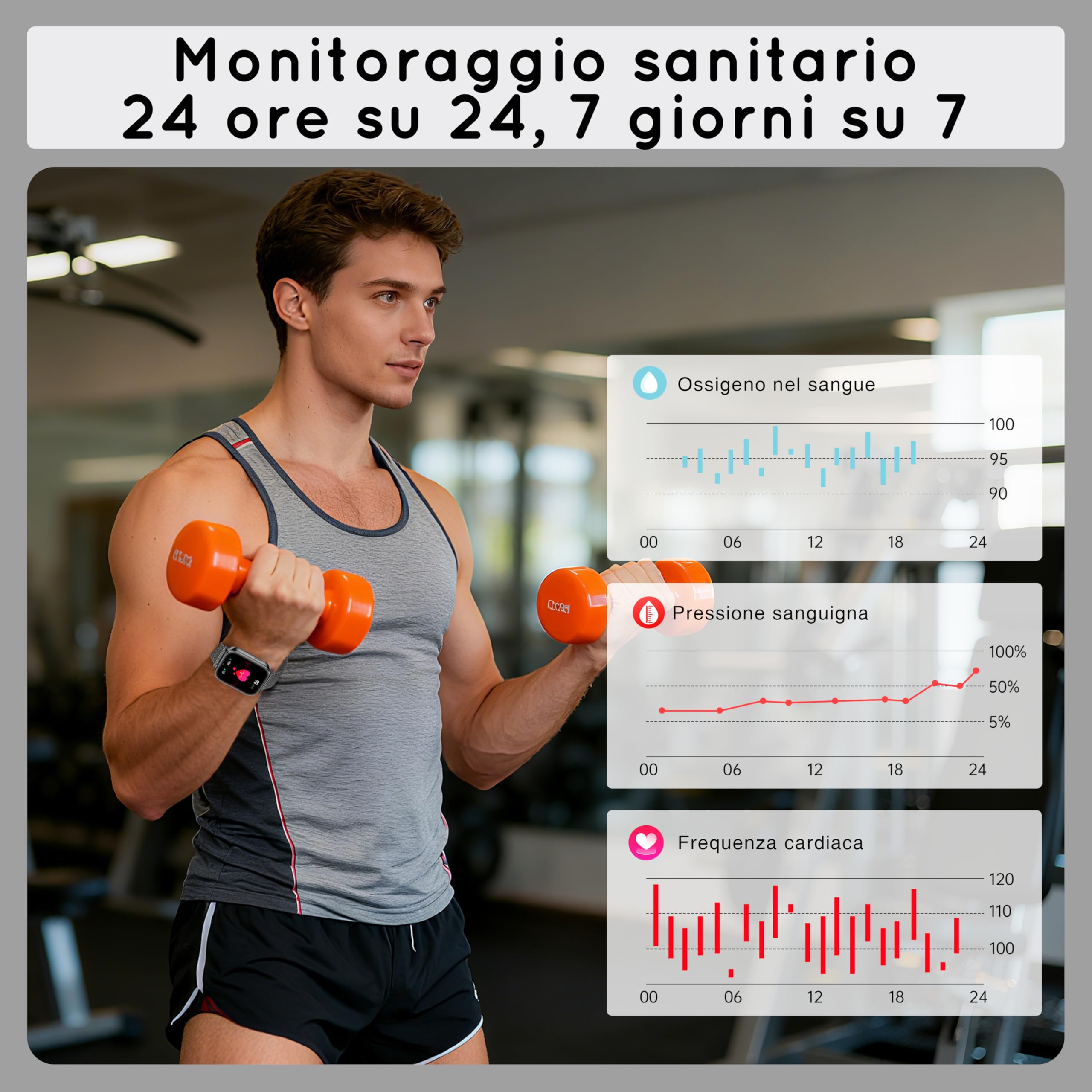 Smartwatch Uomo, 1.83" HD Fitness Orologio Smartwatch con Contapassi/Chiamate Bluetoothr/Cardiofrequenzimetro/Pressione/SpO₂/Sonno, 120+ Modalità Sportive Whatsapp per Android&iOS, Nero/Regalo