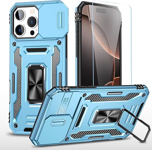 Miniatura 17 de Funda para teléfono SunStory para iPhone 11 con protector de pantalla HD y cubierta deslizante para la cámara y soporte giratorio con anillo