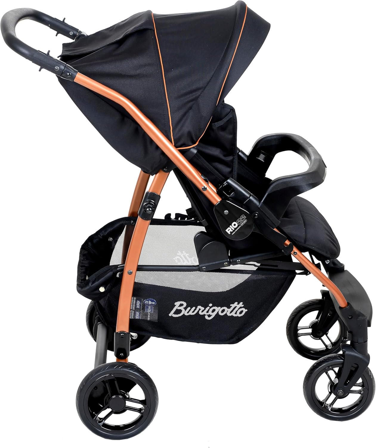 Carrinho de Bebê Burigotto Reversível Preto Cobre - Vista 2