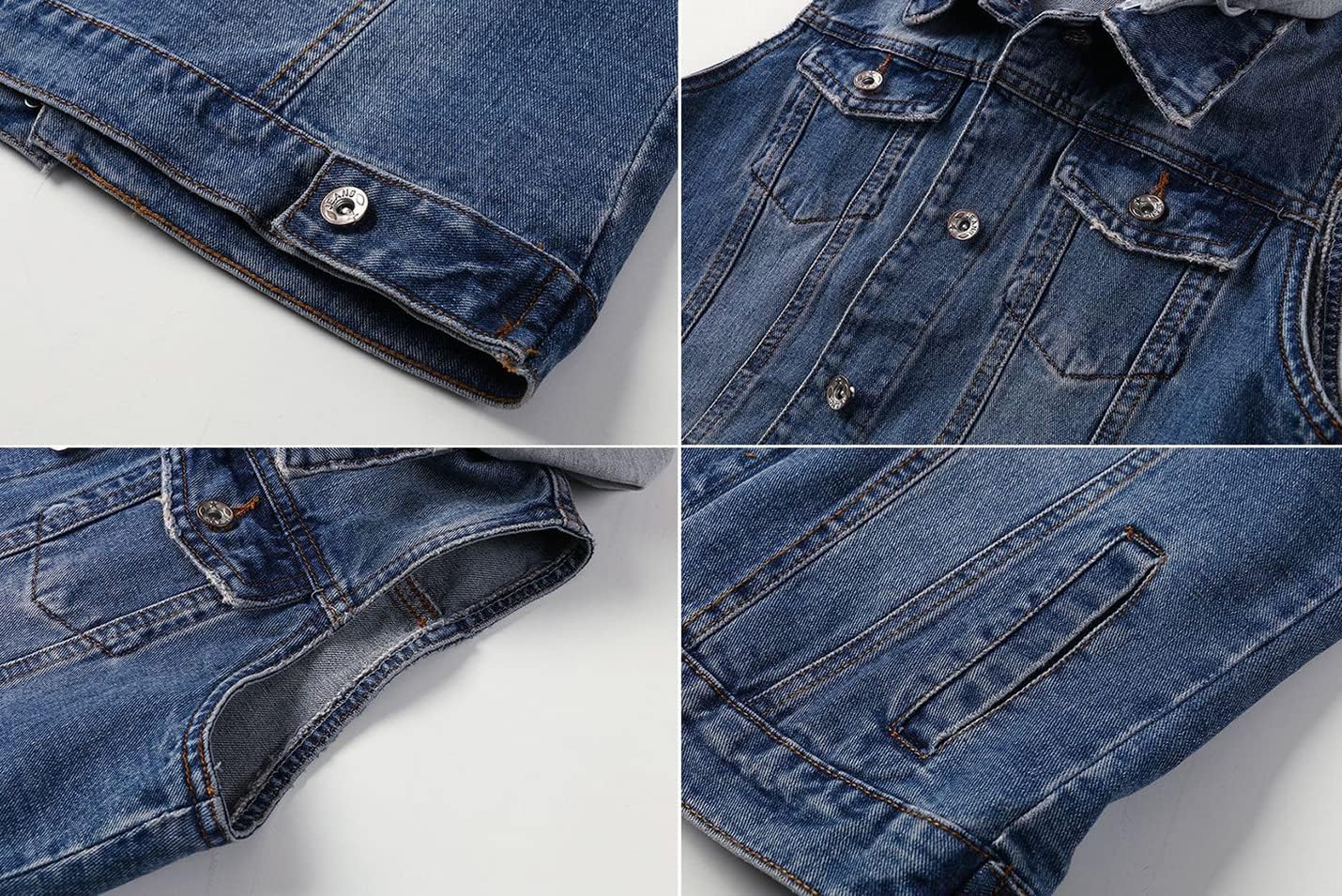 HaoMay Women's Casual Distressed Denim Vest Waistcoat with Removable Hood - Image 4