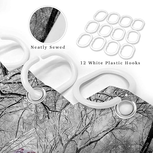 Miniatura 6 de Cortina de ducha de Navidad de granja, camión de Navidad rojo granja, árbol de Navidad, lindo gnomo, bosque de invierno, decoración de baño, tela