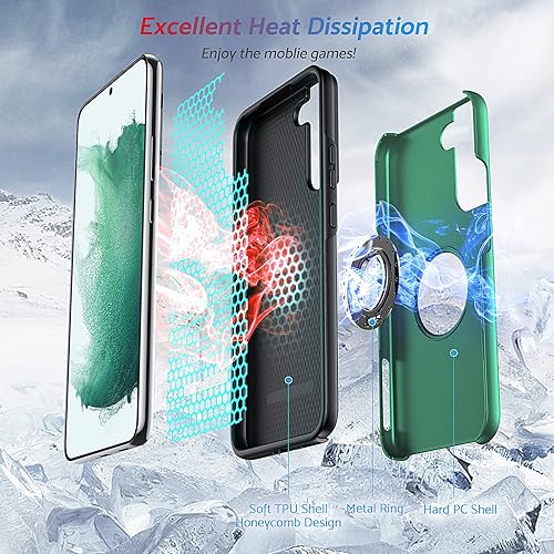 Miniatura 2 de Anqrp Hidden Series - Funda para Galaxy S22 Plus 5G, disipación de calor soporte sin caídas anillo de metal de 360, funda protectora de grado