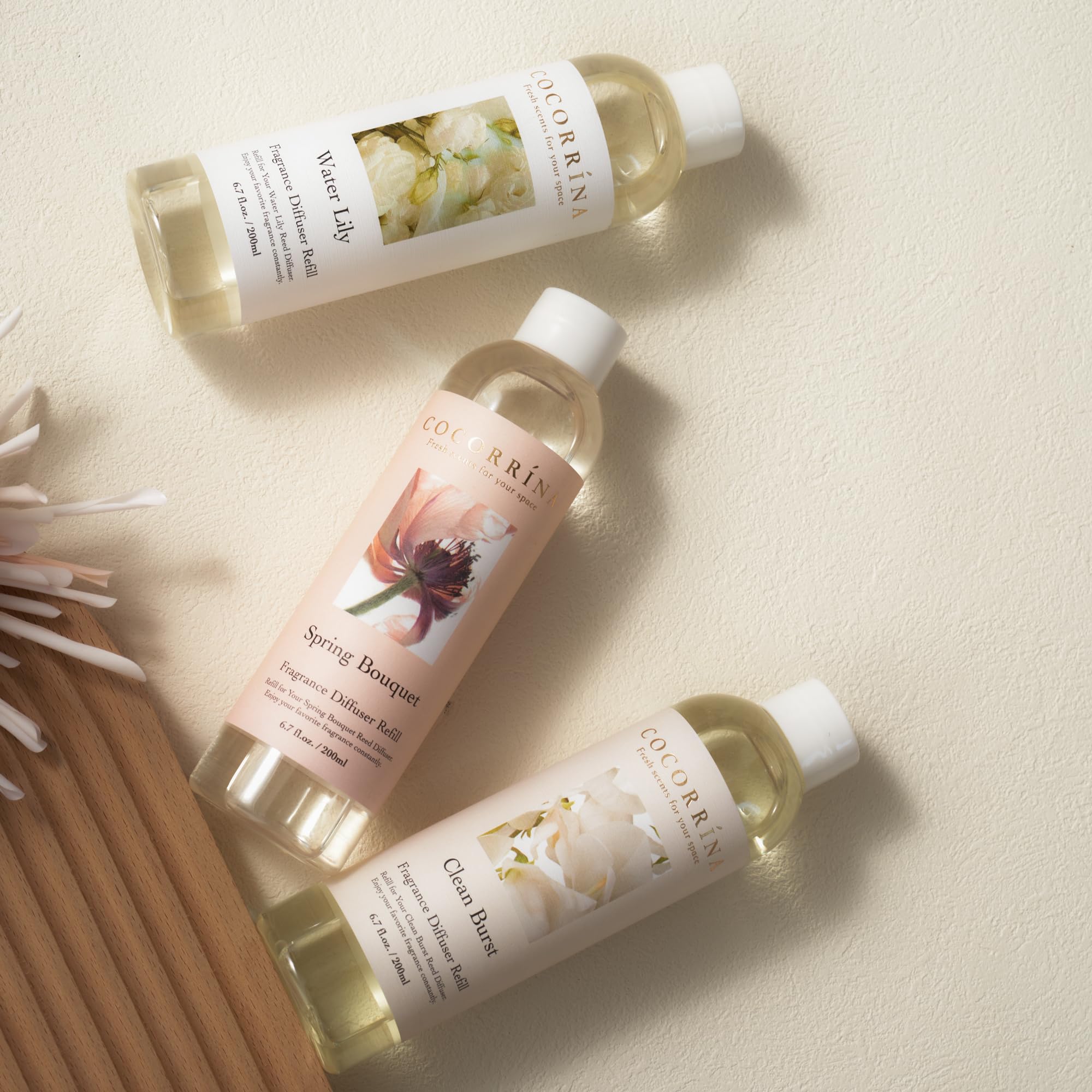 Cocorrína Ricarica per diffusore a bastoncini, Clean Linen, 190 ml, 2 confezioni di ricarica per diffusore di olio