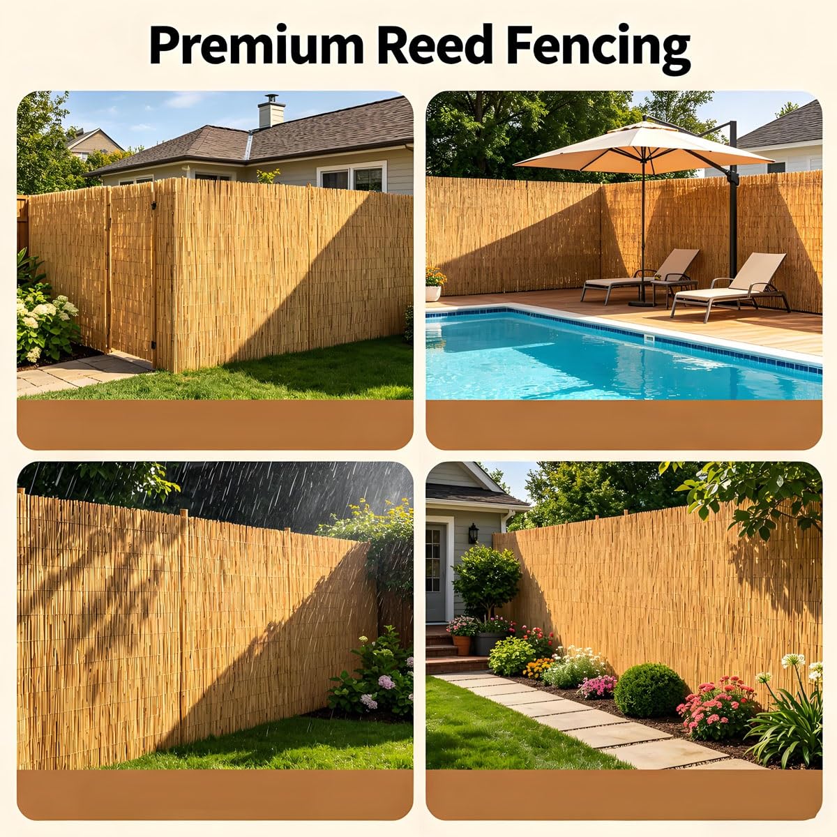Arella Arelle Stuoia in Canna Bambù Pelato Naturale - Frangivista Decorativo per Recinzione Giardino, Copertura Tettoia Gazebo Ringhiera Balcone Canne per Ombreggiante Esterno(Natural,H0.8 x L9m)