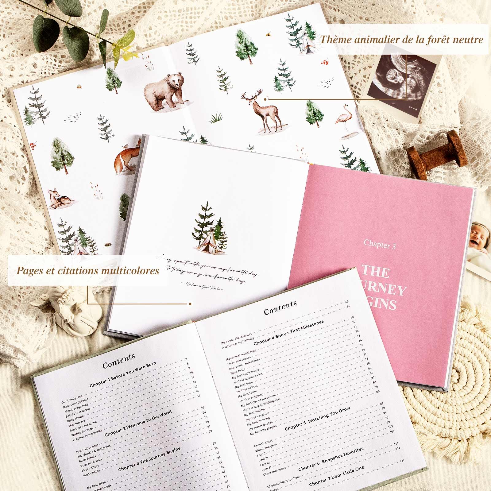 Lanpn Livre de Naissance Bébé, Album Cadeau Naissance Bébé Fille Garçon, 154 Pages Hello Baby Memory Book, Livre Photo Souvenirs Bebe pour Coller des Photos Écrire Cadeau Nouveaux-nés, Rose, Anglais