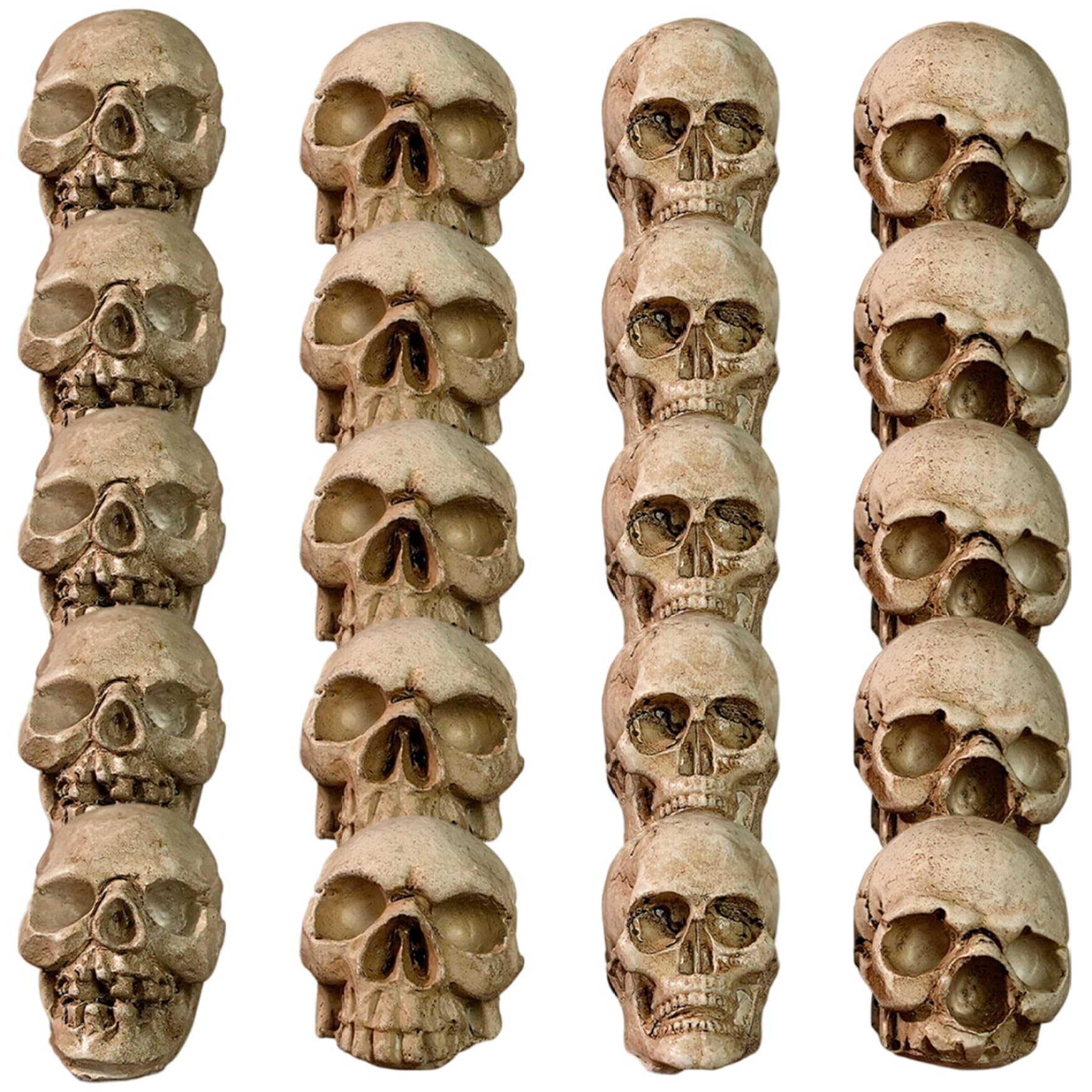 Mini Skulls 20Pcs Realistic Resin Skeleton Head, Halloween Decor, 1.2in.