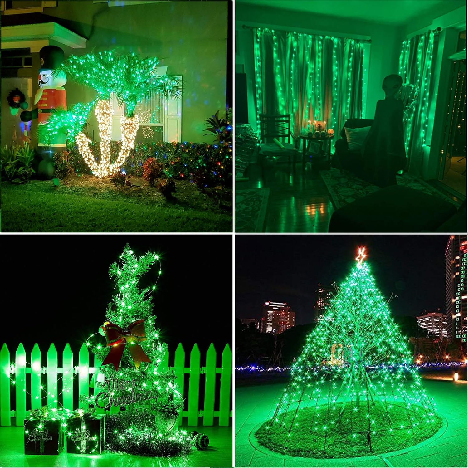 RUICHEN Fairy Lights Plug in, 33 Ft 100 LED Silver Wire Lights, Green image 5