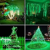 Vista 5 de RUICHEN Luces de Hadas de Alambre Plateado Enchufables de 33 Pies 100 LED Cadena de Luces con Carrete, Verde