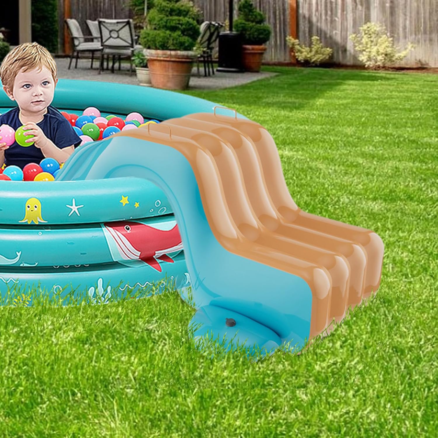 Inflatable Water Slides - Backyard Party Blow Up, Children Entertaining Water Game, Sturdy Outdoor Fun Toy, Easy Setup Design, Premium Garden Patio Accessory, Yard Park Play Center 175x105x75cm