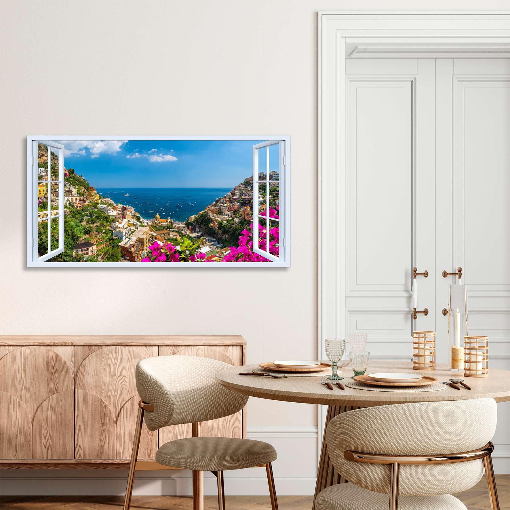 Quadro Finestra napoli isola di procida 100x75 cm Stampa su Tela con