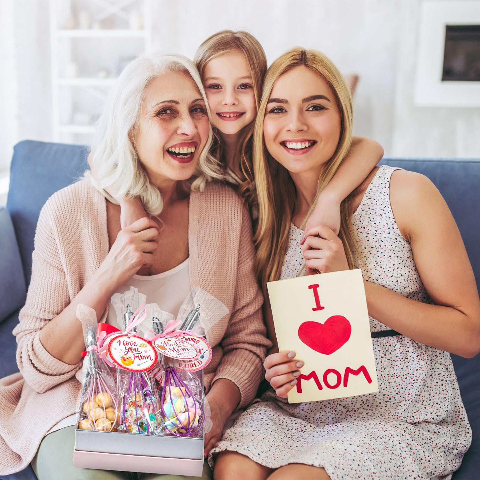 Domensi 24 juegos de batidores de silicona para niños para el Día de la Madre de 10 pulgadas con tarjetas de felicitación, bolsa de cuerda, batidores de huevos para el día de la madre, para cocina,