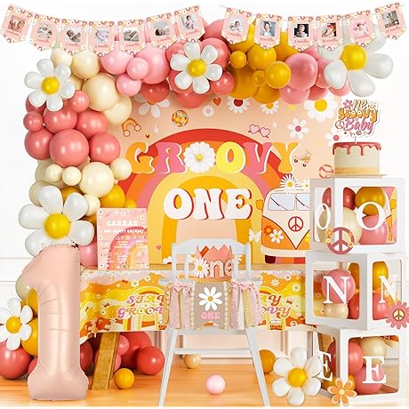 Groovy One Birthday Decorations Girl - First Birthday Decorations for Girl